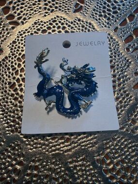 Blue Dragon Brooch Pin